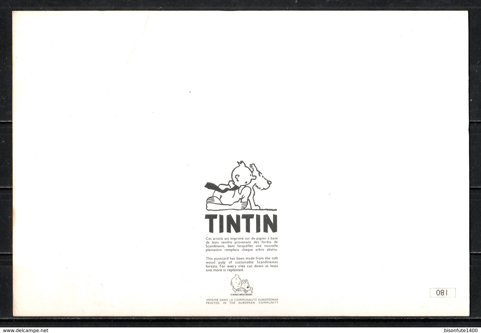 CP Tintin : Editions Hergé/Moulinsart N° 081 ( Recto-Verso ) - Bandes Dessinées