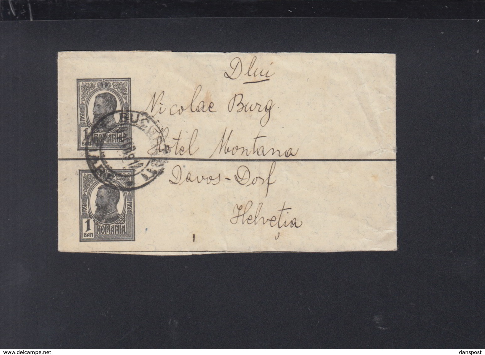 Romania Wrapper 1912 To Davos - Interi Postali