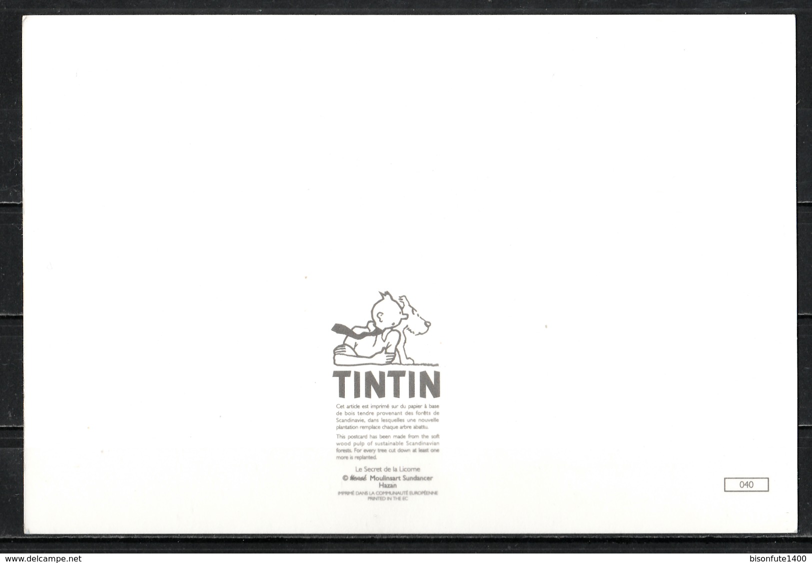 CP Tintin : Editions Hergé/Moulinsart Sundancer N° 040 ( Recto-Verso ) - Bandes Dessinées