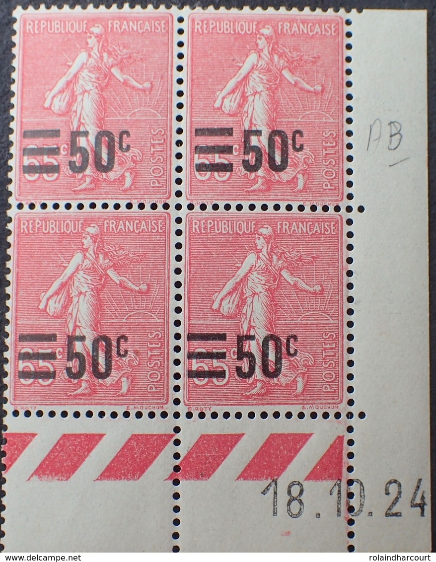 R1934/153 - 1924 - TYPE SEMEUSE LIGNEE Avec SURCHARGE - N°224 TIMBRES NEUFS** CdF Daté - ....-1929