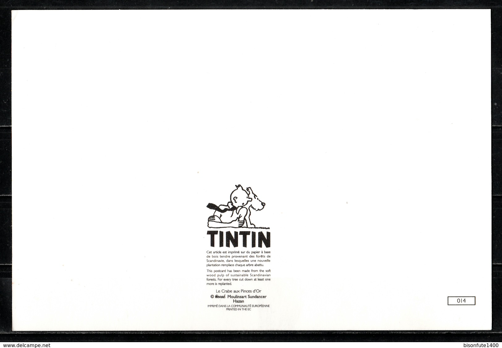 CP Tintin : Editions Hergé/Moulinsart Sundancer N° 014 ( Recto-Verso ) - Bandes Dessinées