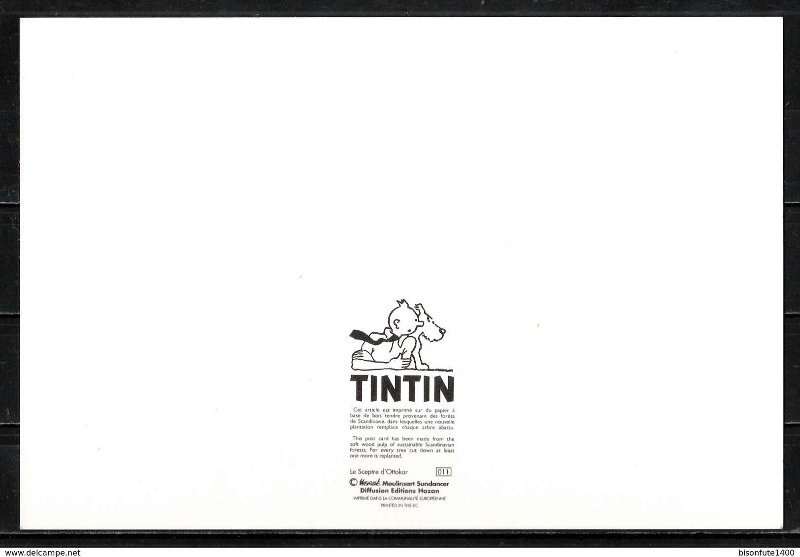 CP Tintin : Editions Hergé/Moulinsart Sundancer N° 011 ( Recto-Verso ) - Bandes Dessinées
