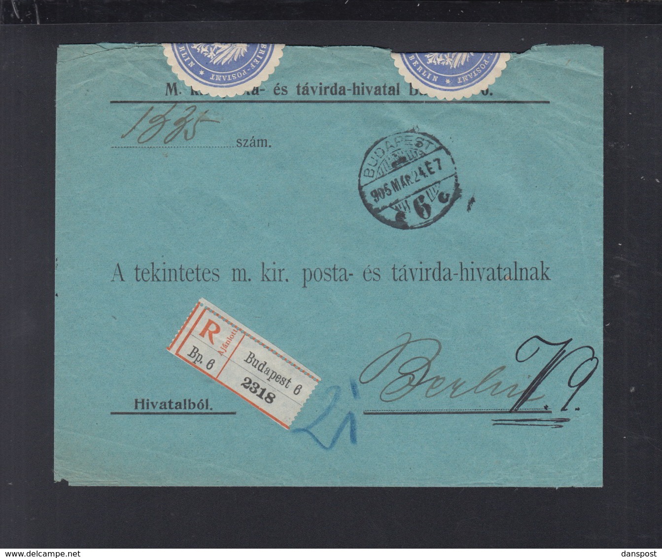 Hungary Registered Cover 1905 To Berlin - Covers & Documents