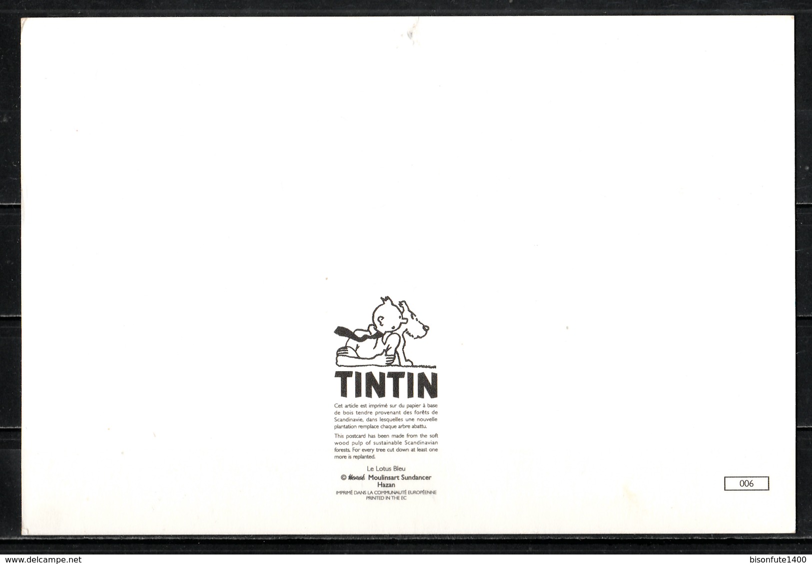CP Tintin : Editions Hergé/Moulinsart Sundancer N° 006 ( Recto-Verso ) - Bandes Dessinées