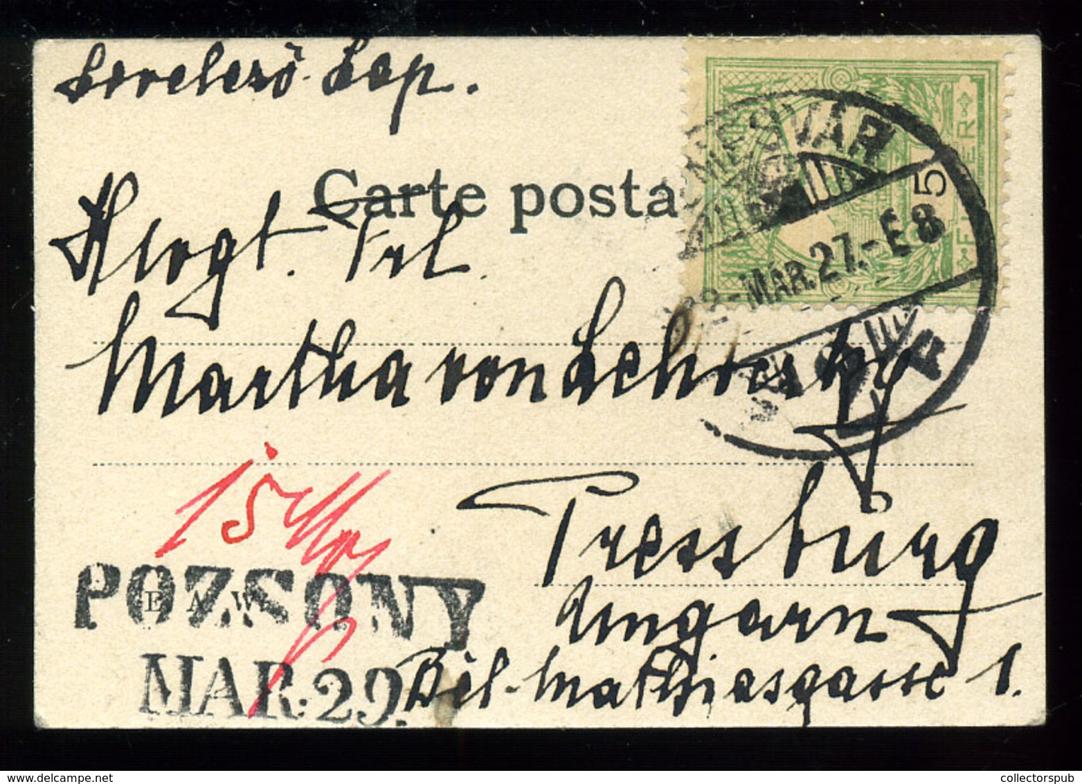 TEMESVÁR 1902. Mini Képeslap Pozsonyba Küldve , Ritka Pozsonyi Portó Bélyegzéssel! - Used Stamps