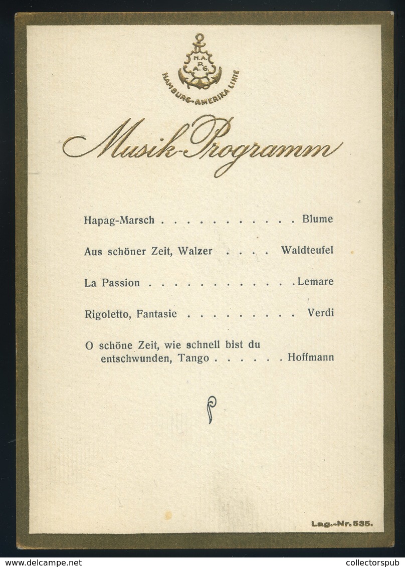 HAMBURG-AMERIKA LINE Dampfer Oceana, 6db Különböző Menükártya! 1934. - Menükarten