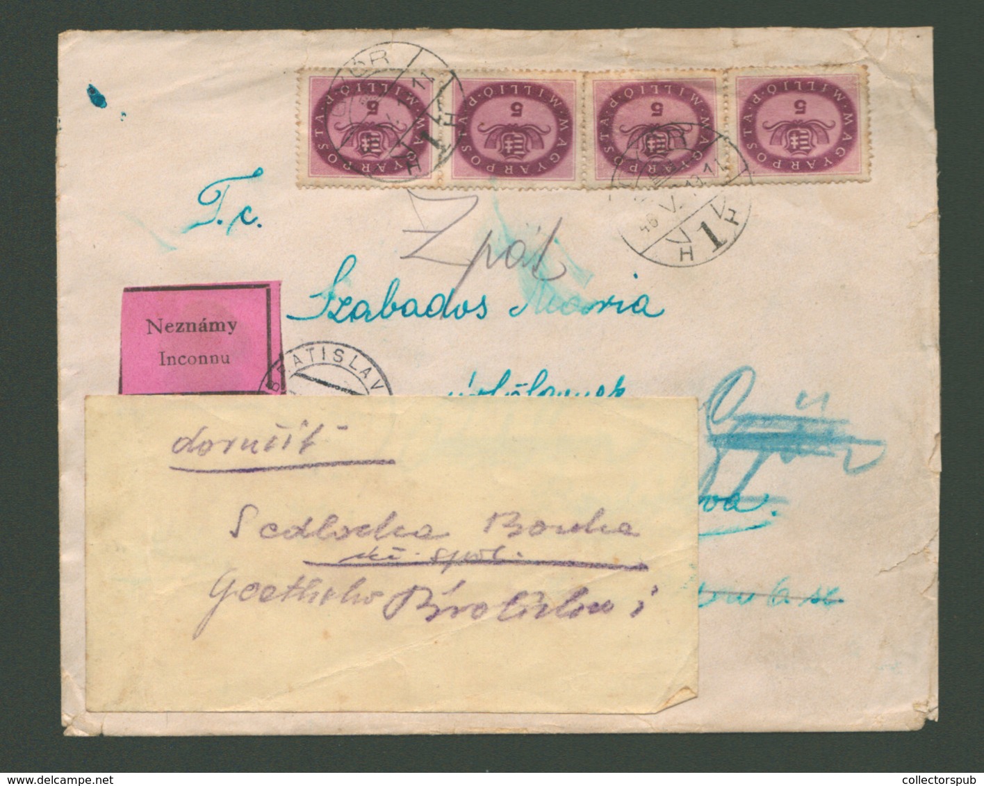 GYŐR 1946.05.19. (15. Dsz. Utolsó Nap) Infla Levél Csehszlovákiából Visszaküldve. Érdekes Darab! - Covers & Documents