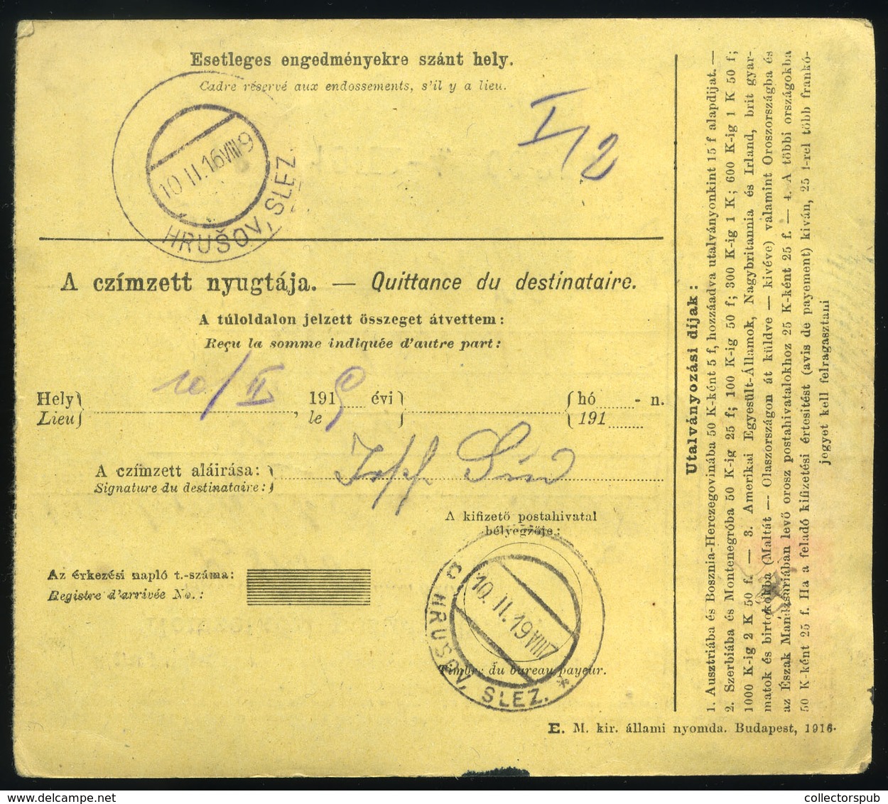 BUDAPEST 1918. Nemzetközi Postautalvány - Gebruikt