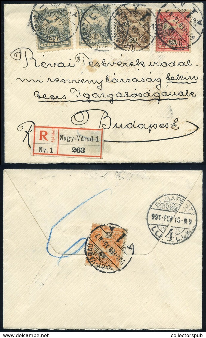 NAGYVÁRAD 1901. Ajánlott Levél ötbélyeges,négyszínű Bérmentesítéssel Budapestre Küldve  /  NAGYVÁRAD 1901 Registered Let - Gebruikt