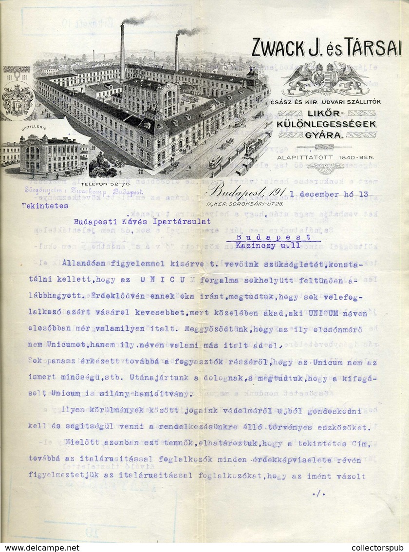 BUDAPEST 1911. Zwack J. és Társai Fejléces, Céges Levél - Ohne Zuordnung