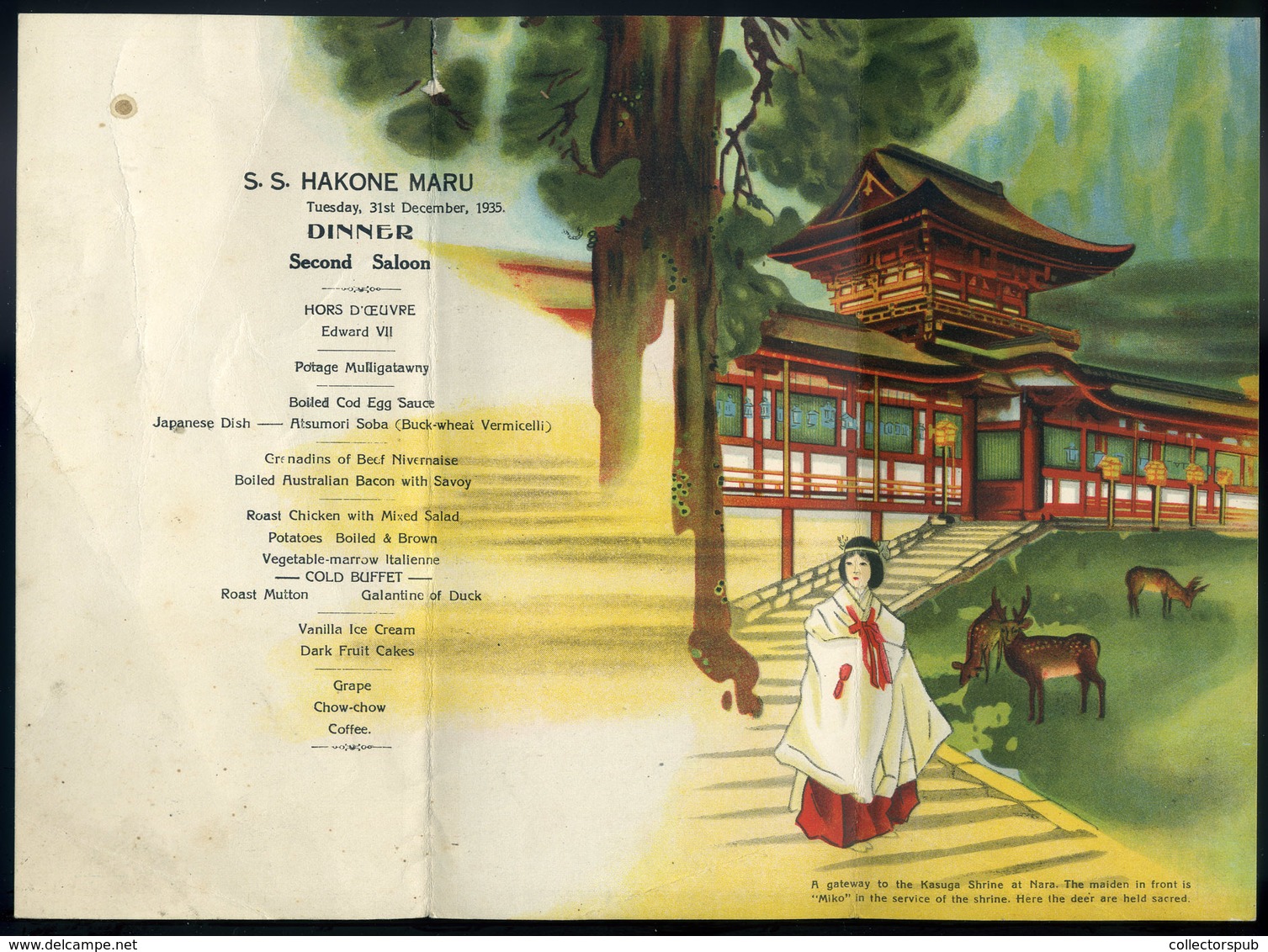 S.S. Hakone Maru   , Dekoratív Menükártya 1935. - Menus