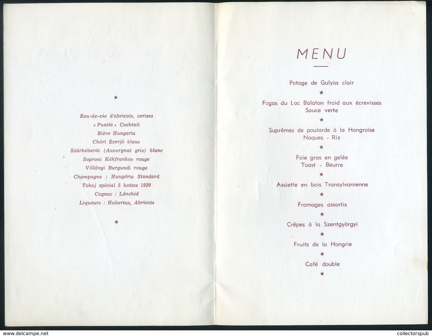 BRÜSSZEL Világkiállítás 1958. Restaurant Hongrois Menükártya Aláírásokkal - Menus