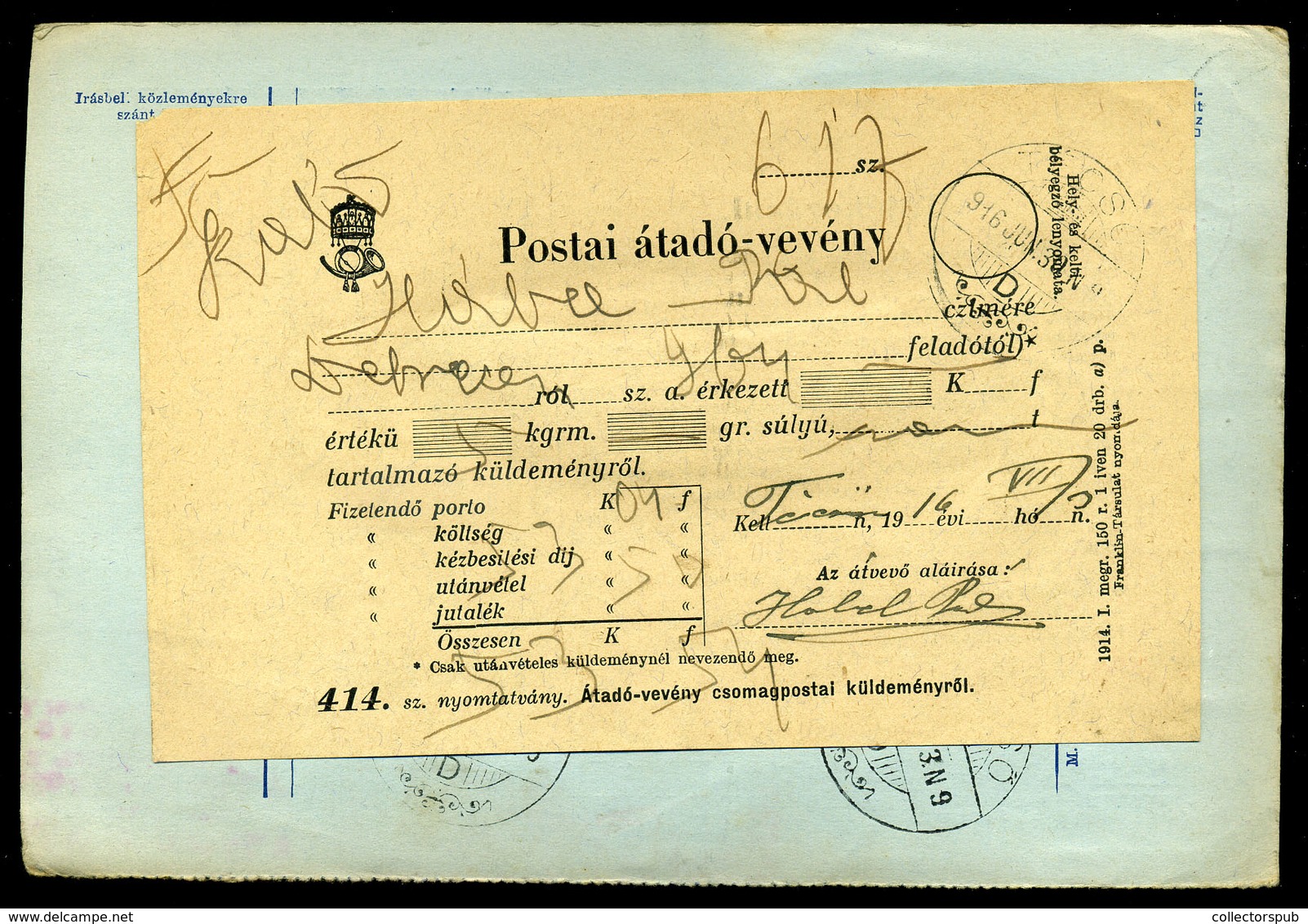 DEBRECEN 1915. Dekoratív, Utánvételes Csomagszállító Técsőre Küldve - Used Stamps