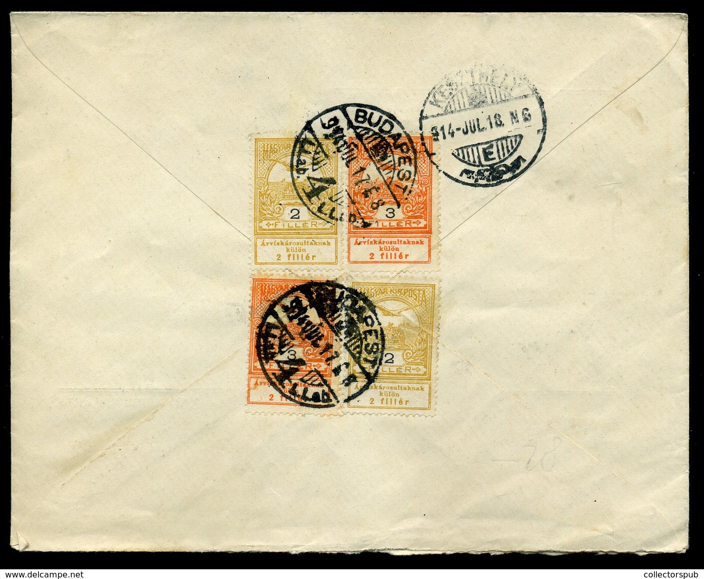 BUDAPEST 1914. Dekoratív Céges Levél Árvíz Bélyegekkel Keszthelyre Küldve - Used Stamps