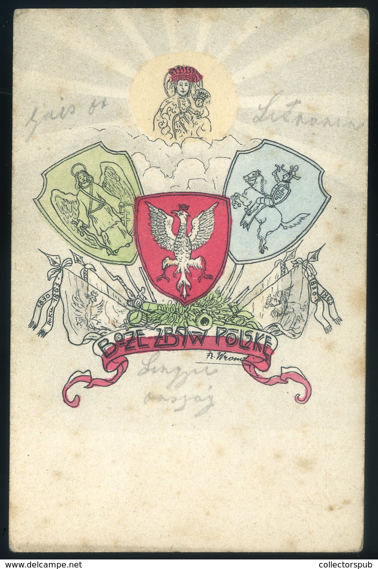 LENGYELORSZÁG Címeres, Régi Képeslap  /  POLAND Coat-of-arms  Vintage Pic. P.card - Polen