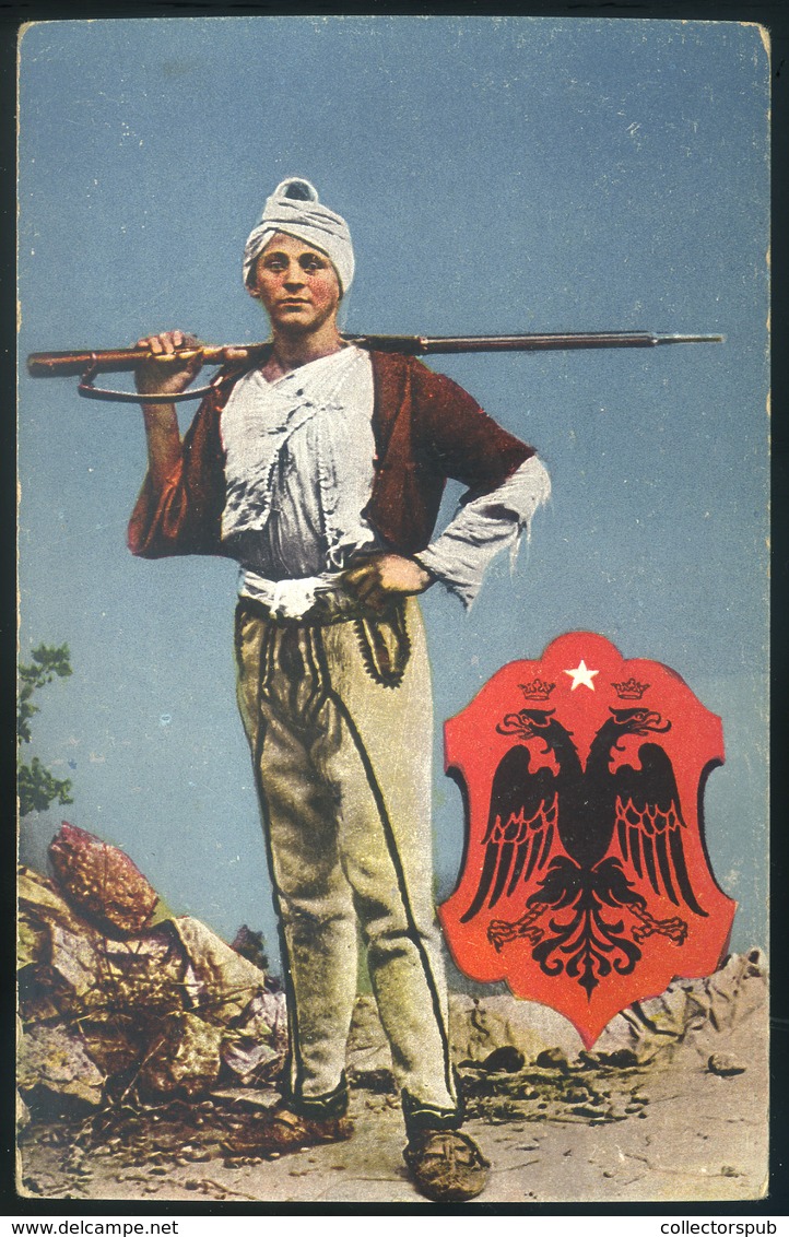 ALBÁNIA  I.VH Képeslap, Tábori Postával - Albanië
