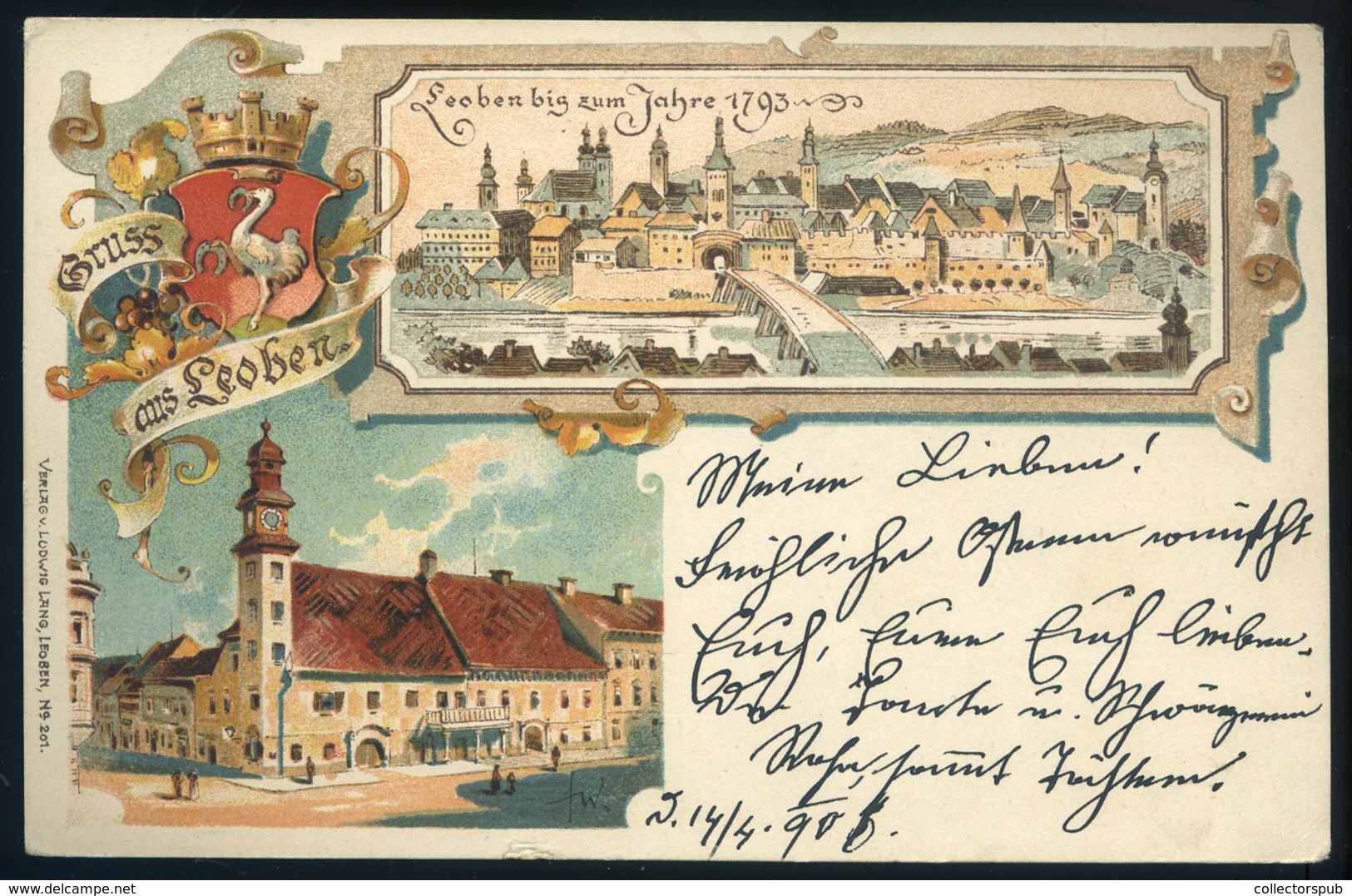 AUSZTRIA 1900. Leoben, Litho Képeslap - Sonstige & Ohne Zuordnung