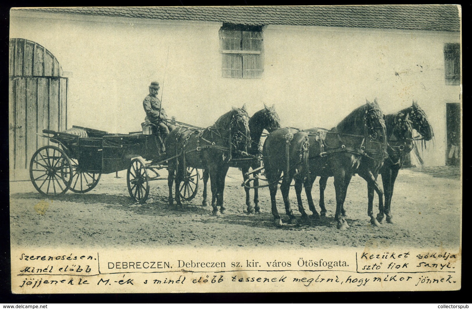DEBRECEN 1904. Ötösfogat, Régi Képeslap   /  5 Horse Coach  Vintage Pic. P.card - Hongarije