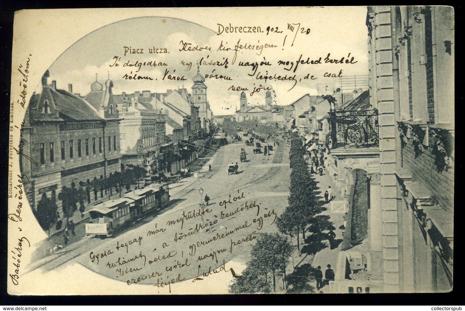 DEBRECEN 02. Piac Utca, Villamos, Régi Képeslap  /  Market St. , Tram,  Vintage Pic. P.card - Hongarije