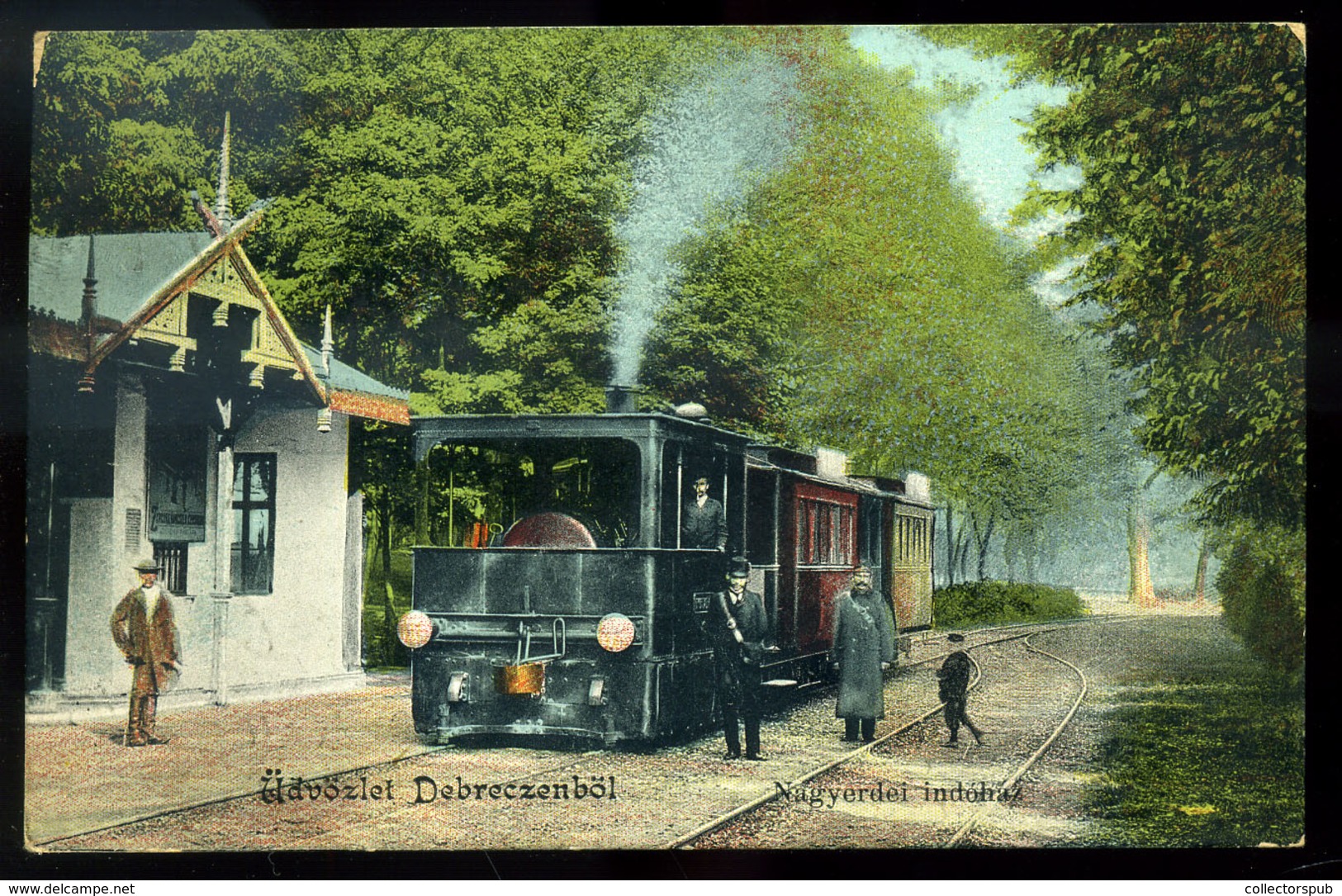 DEBRECEN 1908. Nagyerdei Indóház, Kisvasút,  Régi Képeslap  /  Train Station, Train  Vintage Pic. P.card - Ungarn