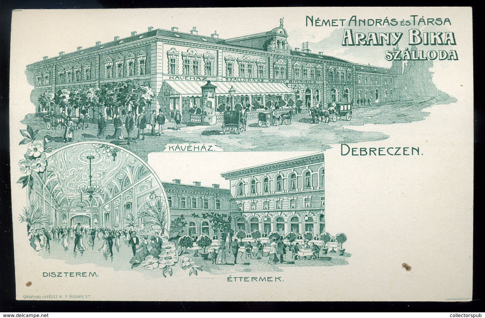 DEBRECEN  1915. Cca. Német András és Társa Arany Bika Szálloda , Reklám Kártya - Ungarn