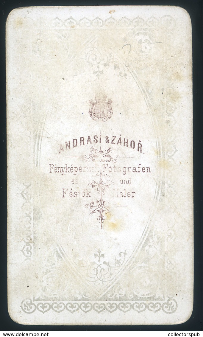 EGER (?) 1865. Ca. Andrasi & Záhor :Ismeretlen Hölgy, Gyerek Ritka és Jó Visit Fotó (nem Láttam Ilyen Verso-t) - Other & Unclassified