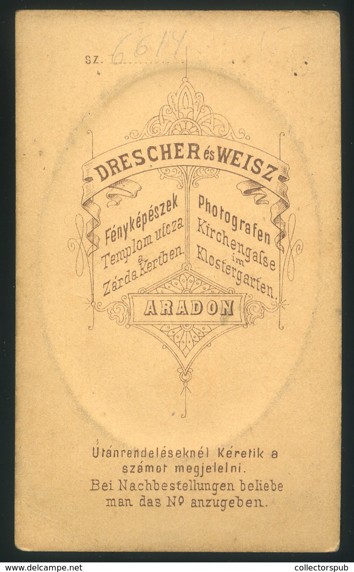 ARAD 1880.cca. Drescher és Weisz :Ismeretlen Hölgy  Visit Fotó - Other & Unclassified