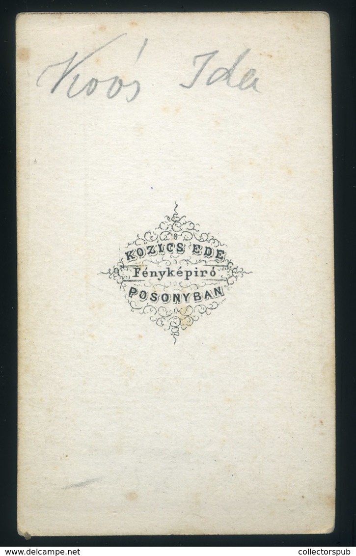 POZSONY 1860-65. Kozics Ede: Koós Ida (békei) 1836-1914. Szép Visit Fotó - Otros & Sin Clasificación