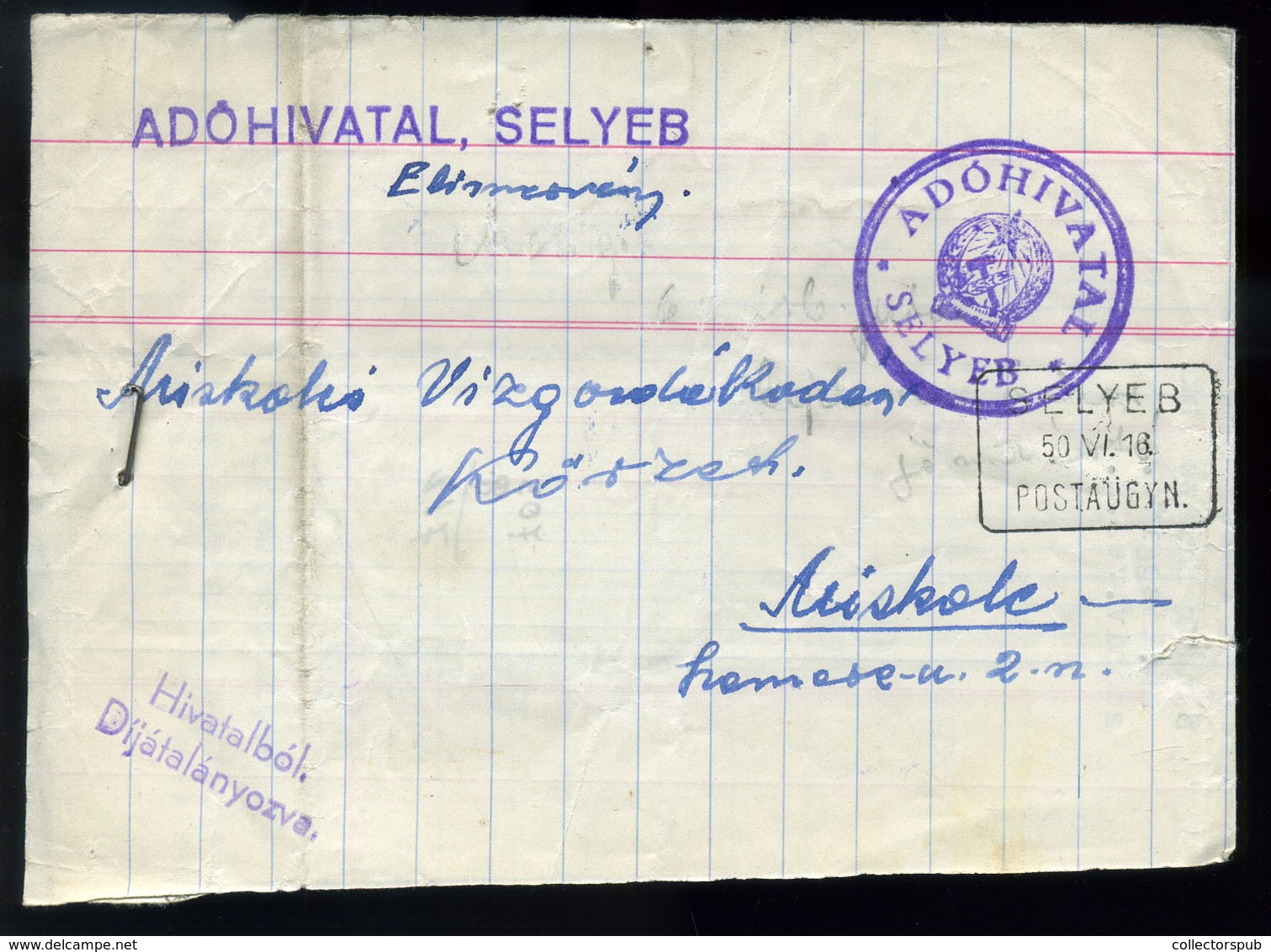 SELYEB 1950. Levél Postaügynökségi Bélyegzéssel - Brieven En Documenten