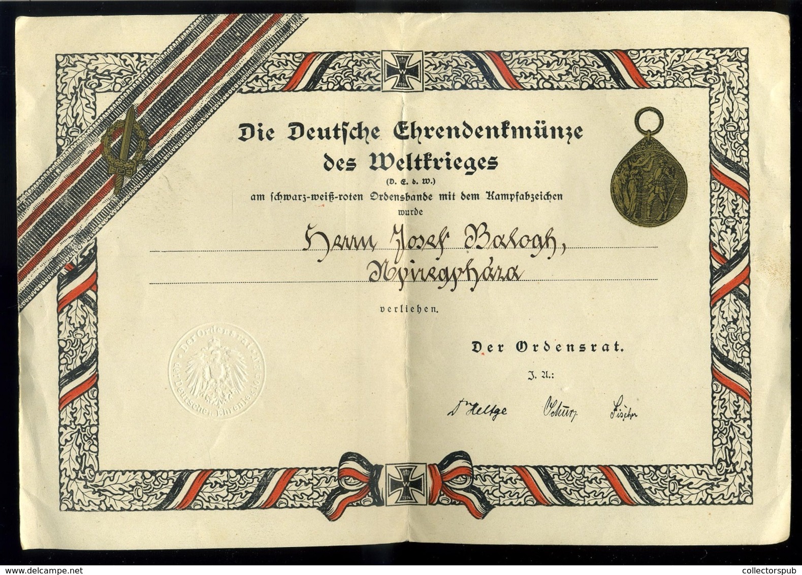 Balogh József irat ás dögcédula hagyatéka frontharcos anyaggal  /  József Balogh dog tag and military documents