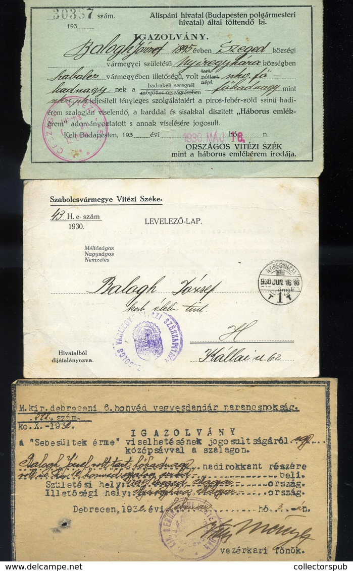 Balogh József irat ás dögcédula hagyatéka frontharcos anyaggal  /  József Balogh dog tag and military documents