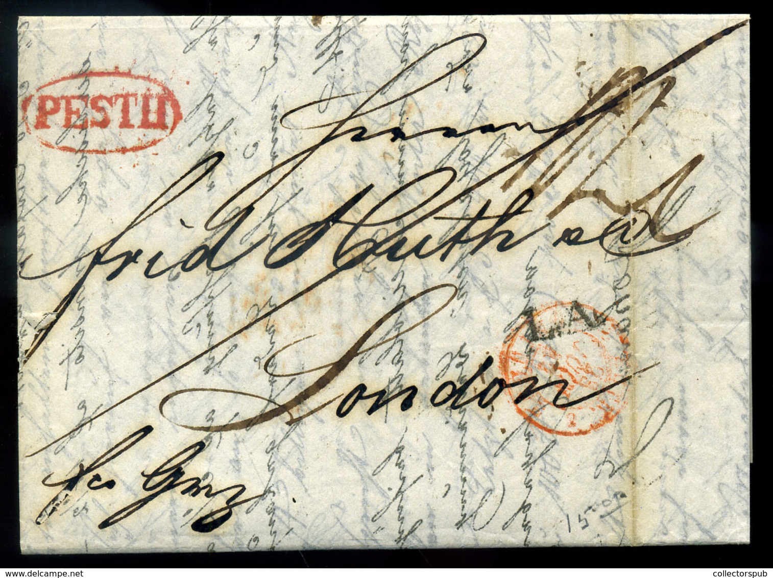 PESTH 1842. Nagyon Szép Portós Levél Londonba Küldve!  /  Very Nice Postage Due Letter To London - ...-1867 Vorphilatelie