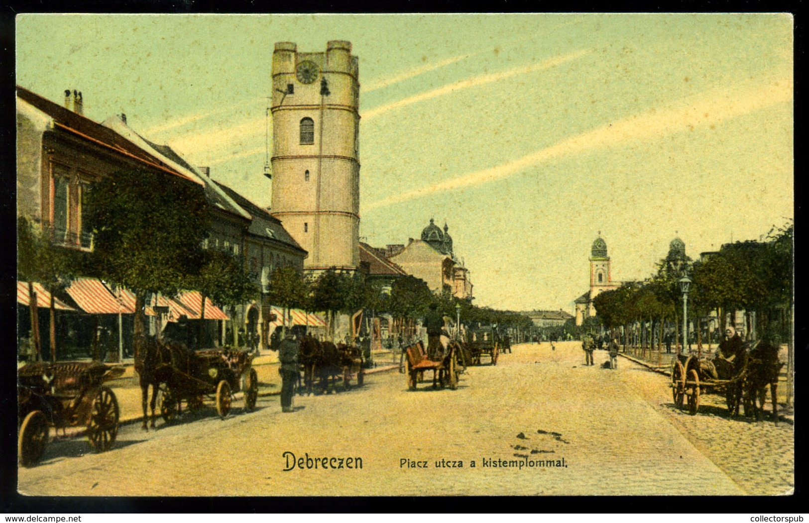 DEBRECEN Piac Utca, Lovasfogatok, Régi Képeslap   /  Market St. Vintage Pic. P.card - Hongarije