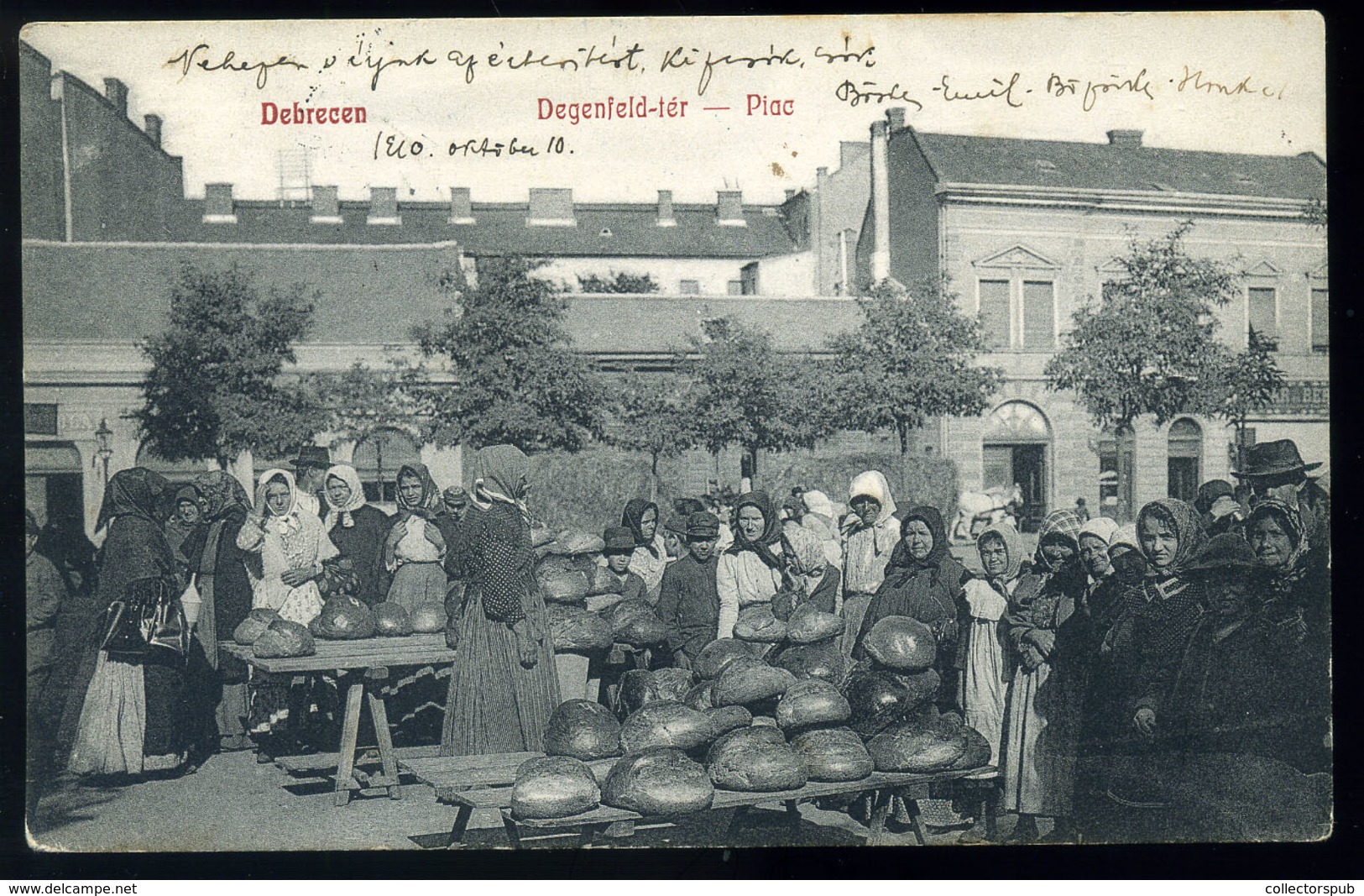 DEBRECEN 1910. Degenfeld Téri Piac, Kenyér árusok, Régi Képeslap   /  Degenfeld Sq. Market, Bread Merchants Vintage Pic. - Hongarije