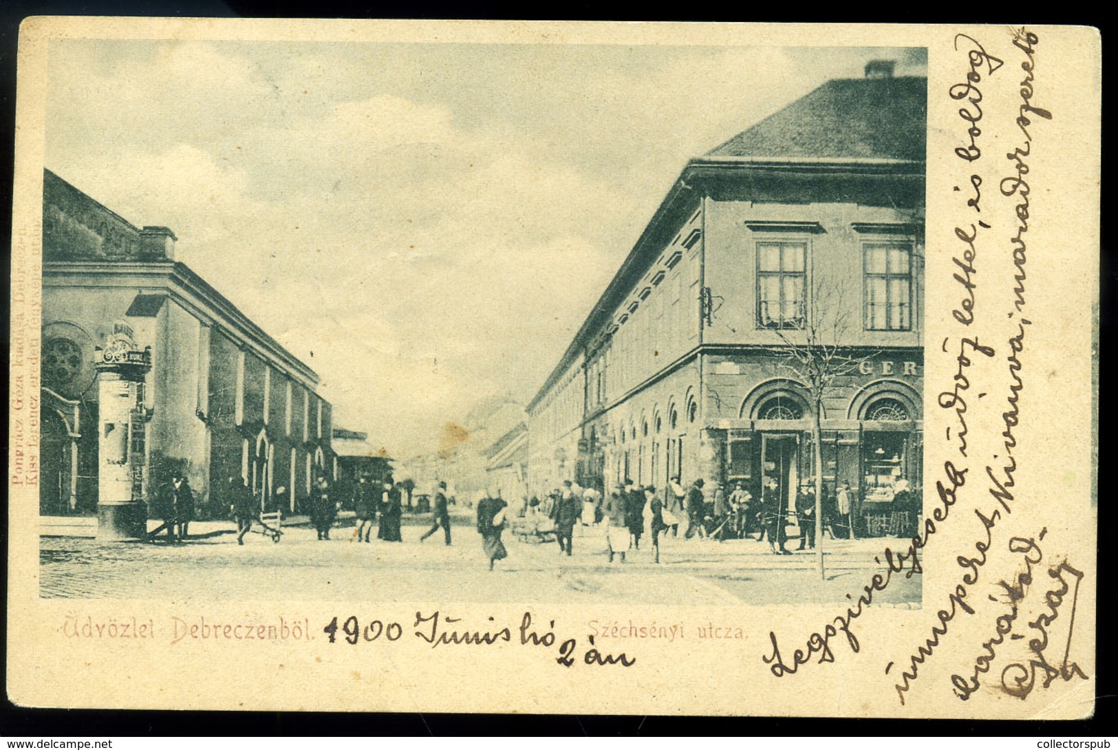 DEBRECEN 1900. Széchenyi Utca, üzletek, Kiadja Pongrácz Géza, Régi Képeslap   /  Széchenyi St. Stores By Géza Pongrácz V - Hongarije