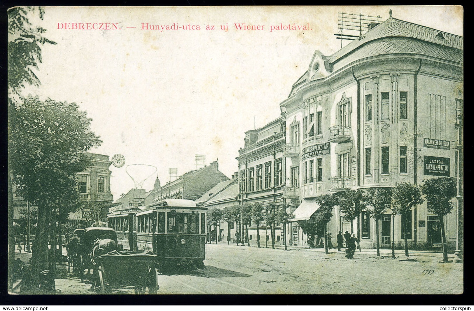 DEBRECEN Hunyadi Utca, új Wiener Palota, Weiszman Jakab Magánmérnöki Irodája, Gazdasági Takarékpénztár Részvénytársaság, - Hongarije