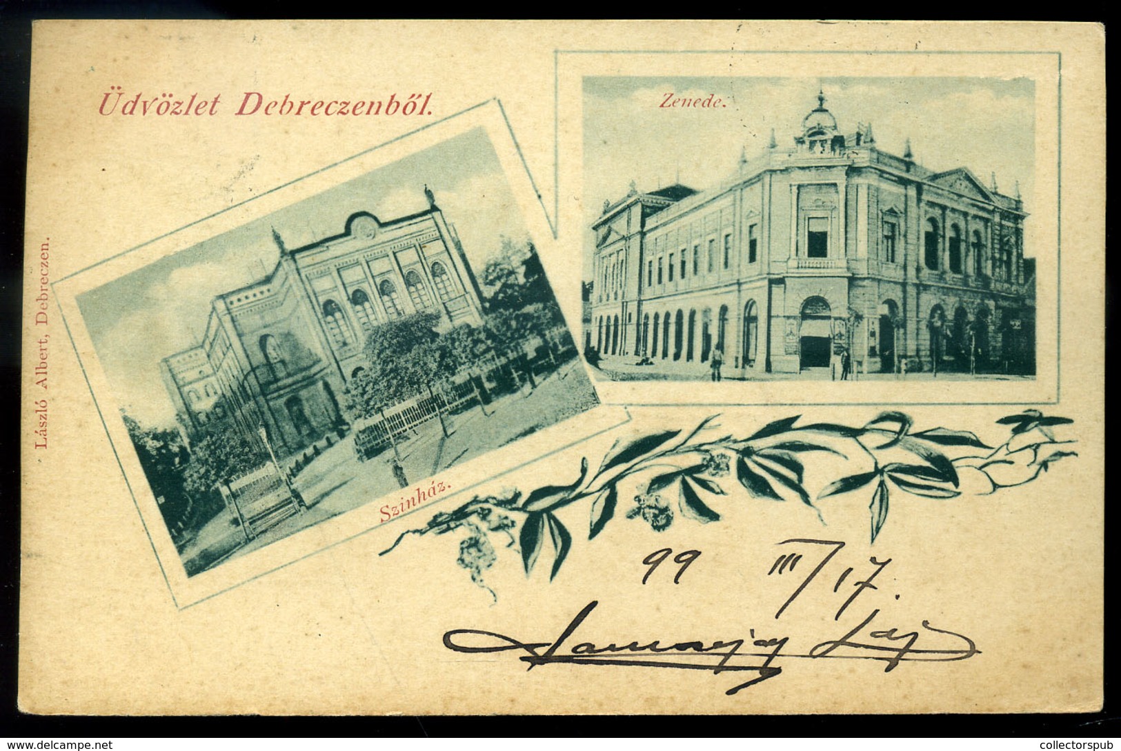 DEBRECEN 1899. Régi Képeslap, Színház, Zenede  /   Vintage Pic. P.card Theater - Hongarije