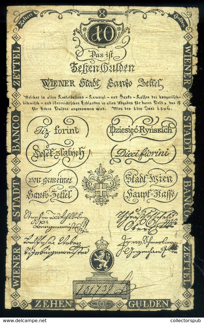 10 Gulden / 10 Forint  Bankócédula 1806 Bécs - Unclassified