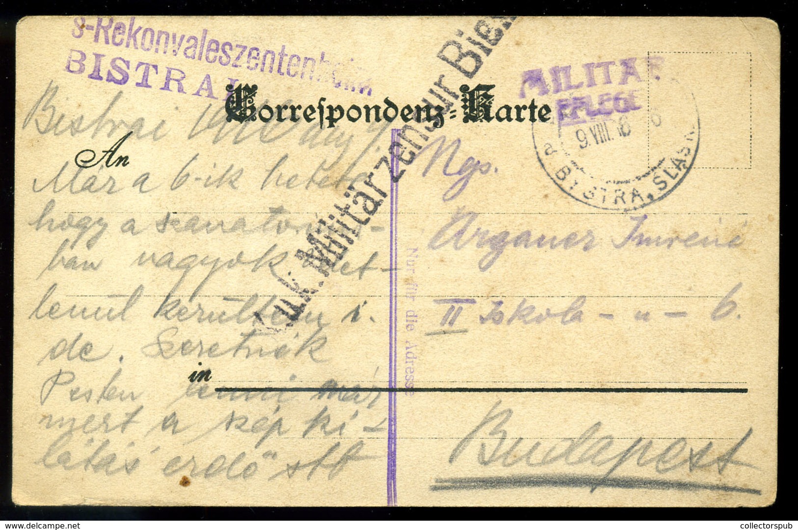 BIELITZ 1916. Képeslap, Tábori Postával - Hongarije