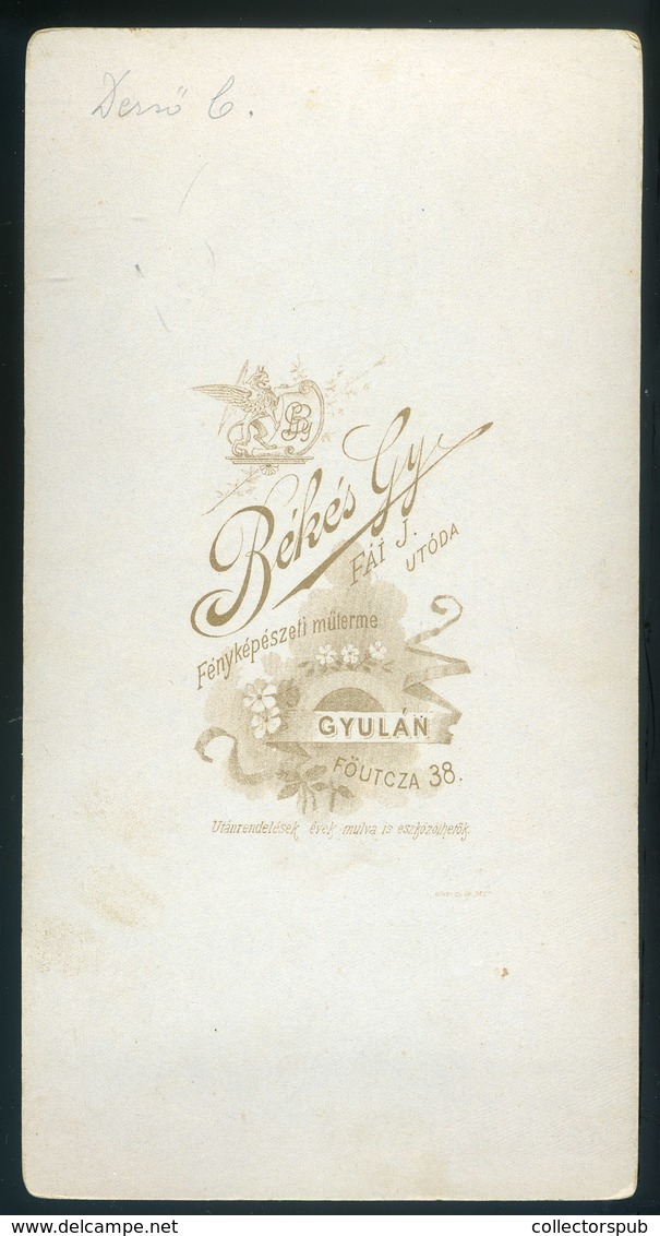 GYULA 1900. Ca. Békés Gyula : Katona Portré, Szép Cabinet Fotó - Other & Unclassified