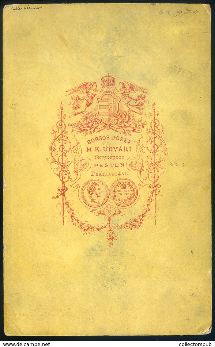 PEST 1865-70. Ca. Katona Portré , Szép Cabinet Fotó "Keller Bácsi" - Andere & Zonder Classificatie