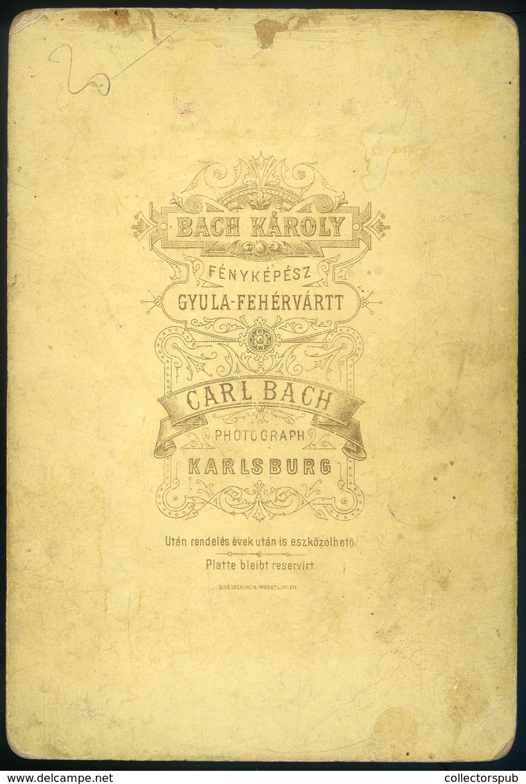 GYULAFEHÉRVÁR 1890. Bach Károly : Férfiak, Cabinet Fotó - Other & Unclassified