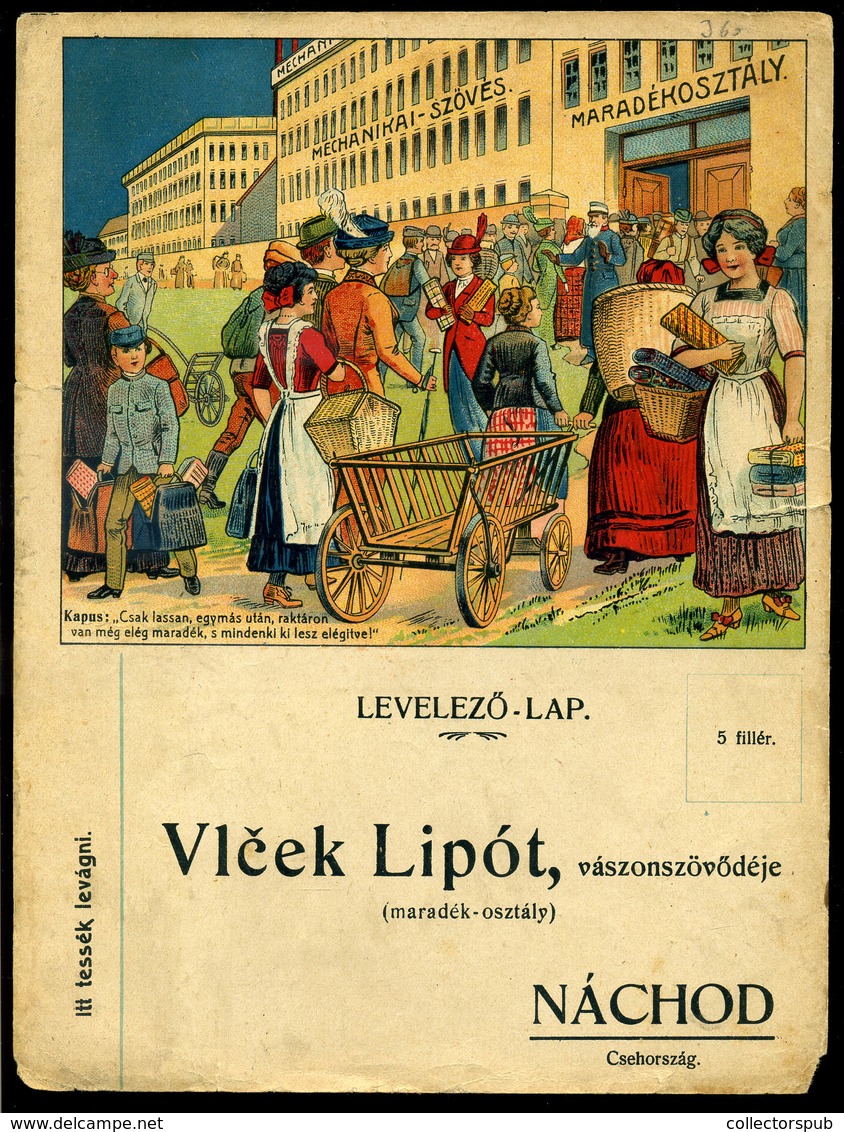 1905. Cca. Vlcek Lipót Vászonszövödéje, Ritka Litho Reklám Képeslap - Zonder Classificatie