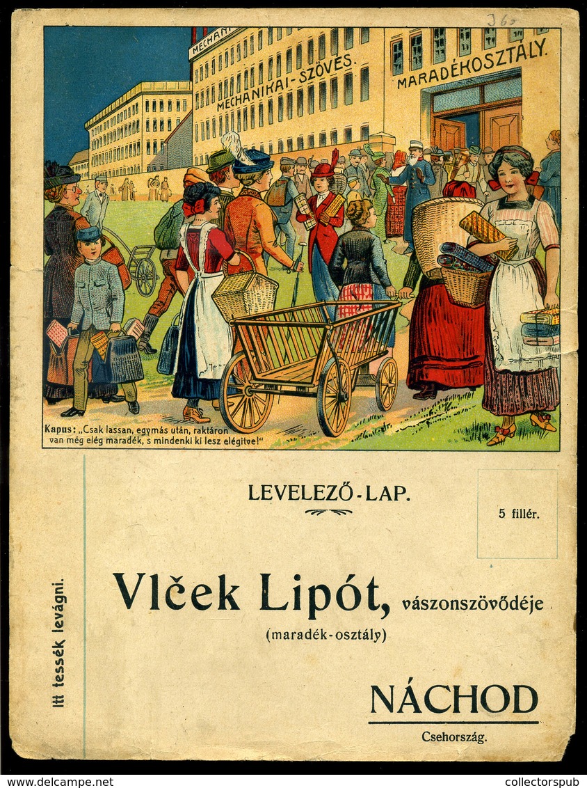 1905. Cca. Vlcek Lipót Vászonszövödéje, Ritka Litho Reklám Képeslap - Unclassified