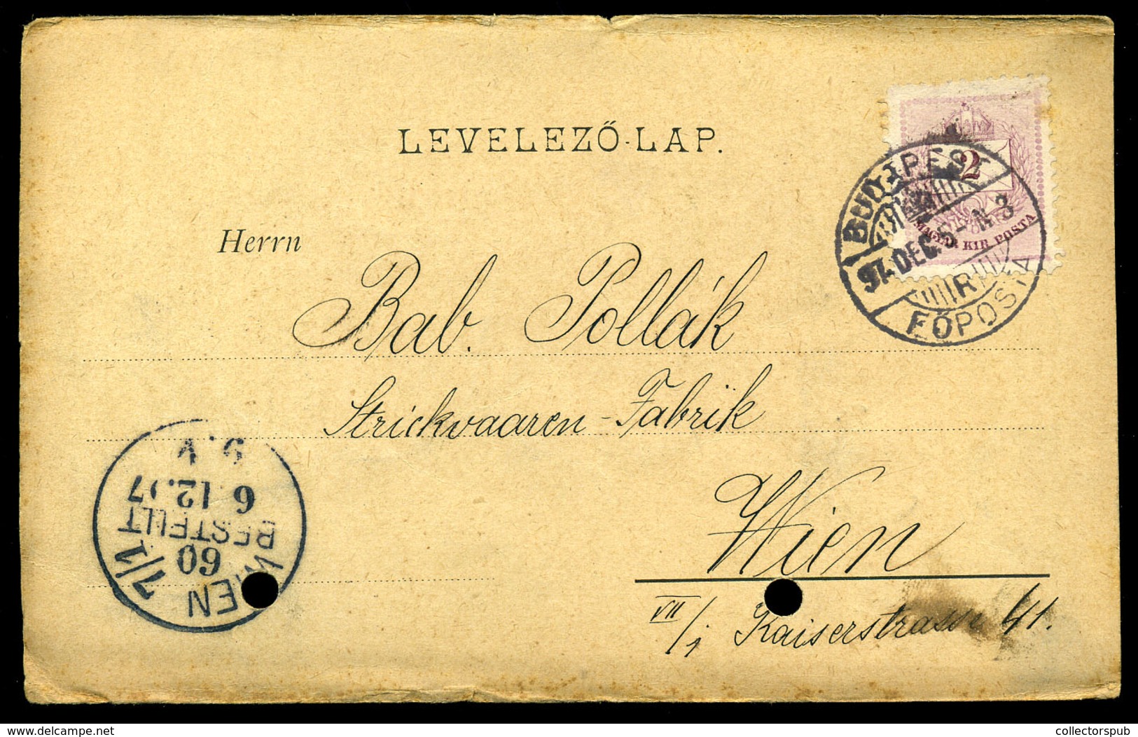 BUDAPEST 1897. David Müller Kerékpár Kereskedés és Szervíz, Ritka Reklám Levelezőlap - Gebruikt