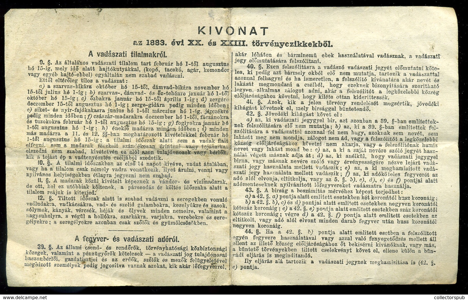 FÜLÖPSZÁLLÁS 1920. Vadászati Jegy - Zonder Classificatie