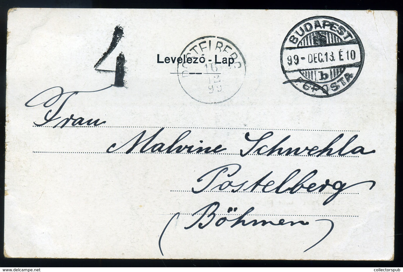 BUDAPEST 1899. Gellérthegy, Rakpart, Piac Képeslap Postelbergbe Küldve 4Kr Portó Bélyegzéssel - Gebruikt