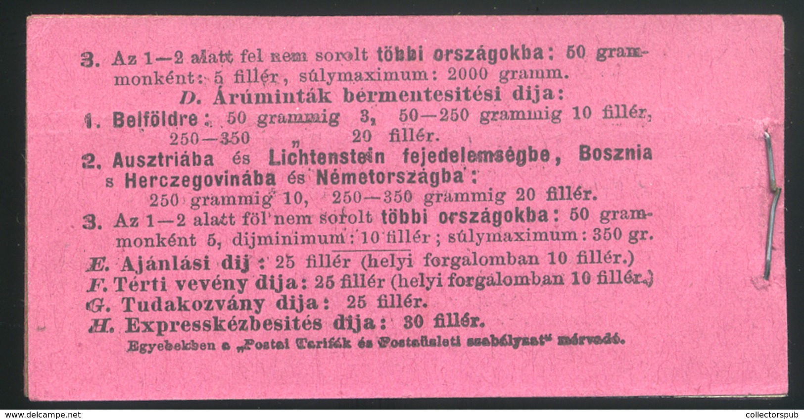 1909. Turul Bélyegfüzet , 1 Lappal (6db 10f-es) Ritka Darab!  /  Turul Stamp Booklet 1 Card (6 Pieces Of 10f Rare Piece! - Andere & Zonder Classificatie