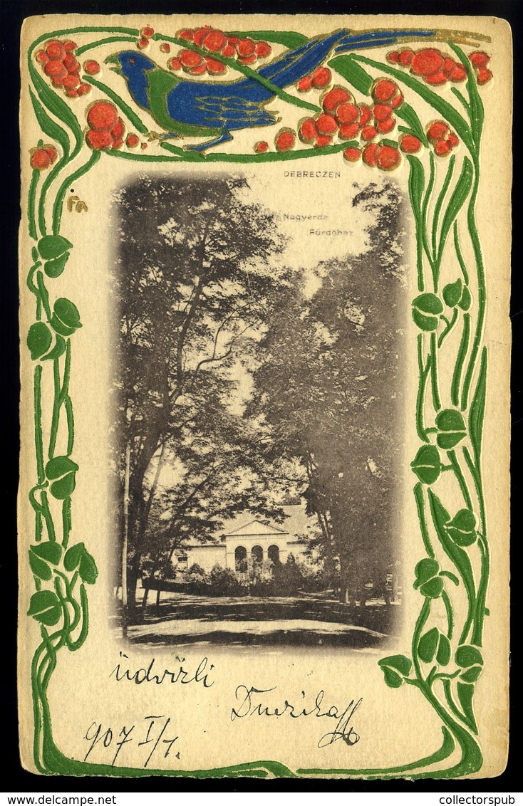 DEBRECEN 1907. Fürdőház, Szecessziós Régi Képeslap  /  Bath House Secession  Vintage Pic. P.card - Hongarije