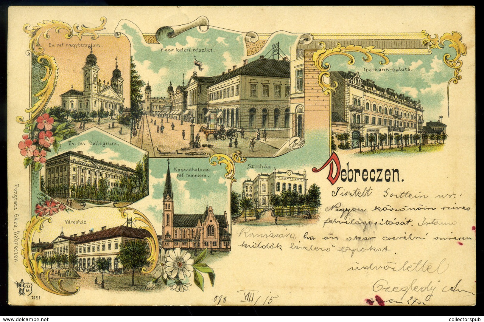 DEBRECEN 1898. Litho Képeslap, Portó Bélyegzéssel - Gebruikt